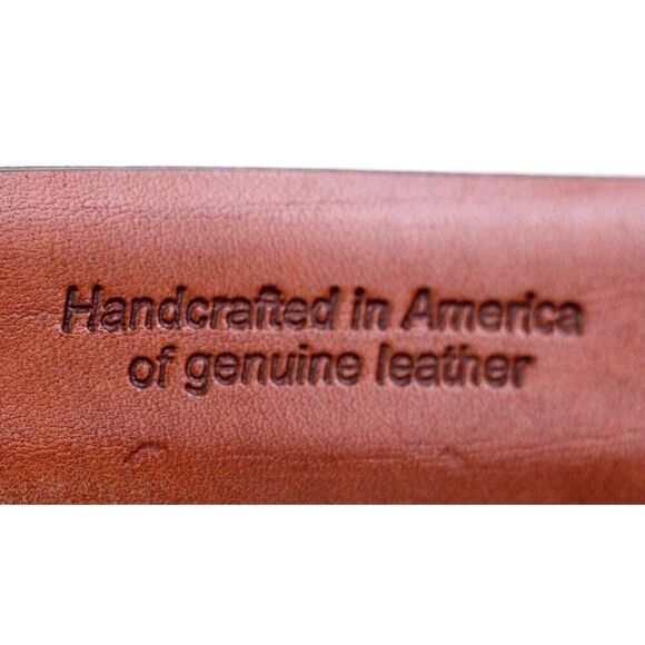 HANDMADE DARK BROWN REAL LEATHER 1 1/8"Wd CASUAL DRESS MEN'S BELT Sz 40/100 (B78 - Picture 8 of 13